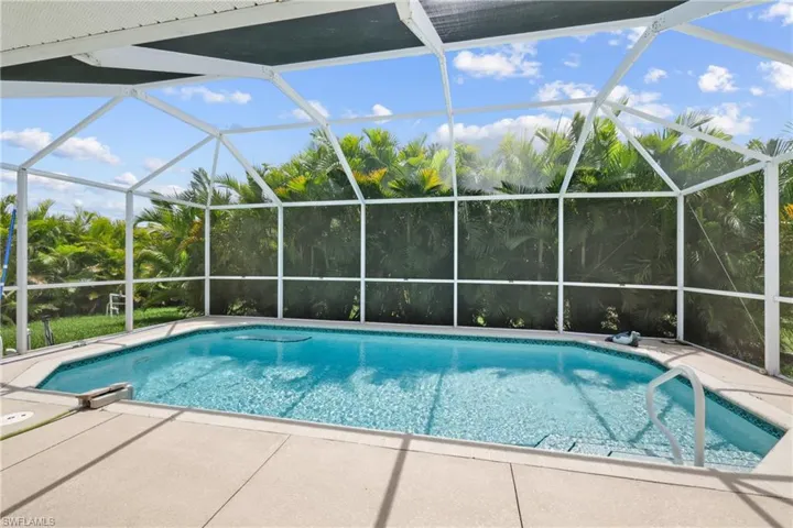 Tropical privacy with mature landscaping around pool and sides of the yard