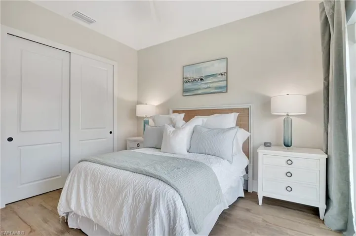 Neutral wall paint and wood-finish flooring