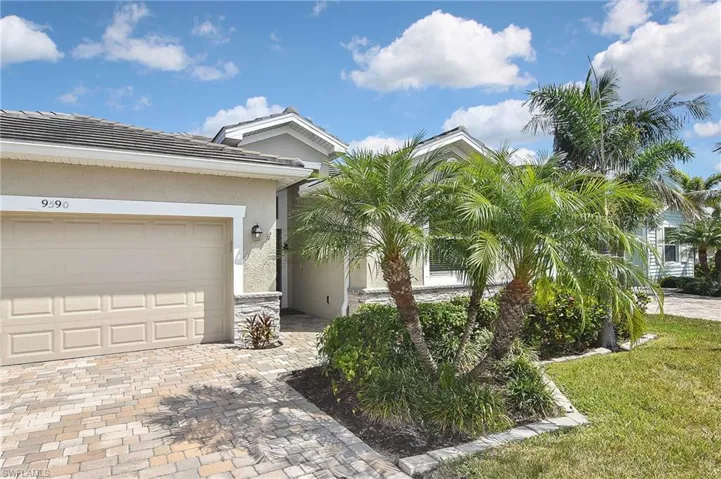 View of front of property with a garage