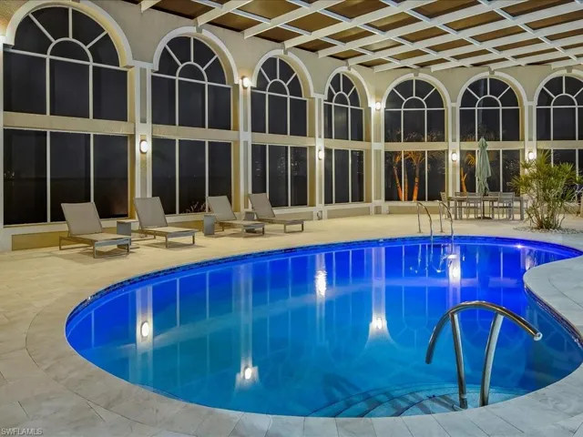 Outdoor pool with a patio area