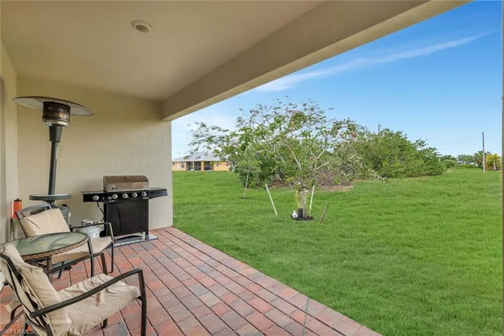View of patio with area for grilling
