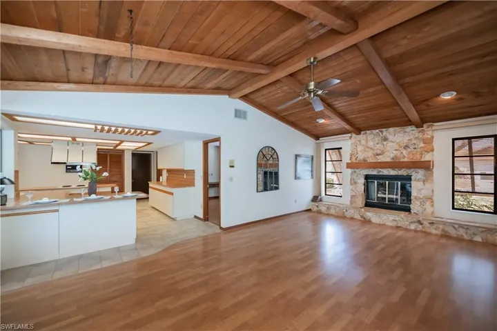 family room and kitchen