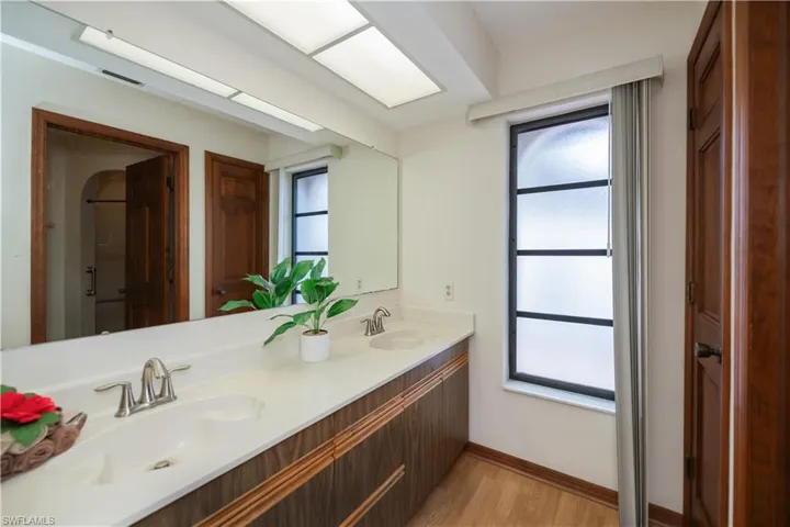 master bathroom with dual sinks