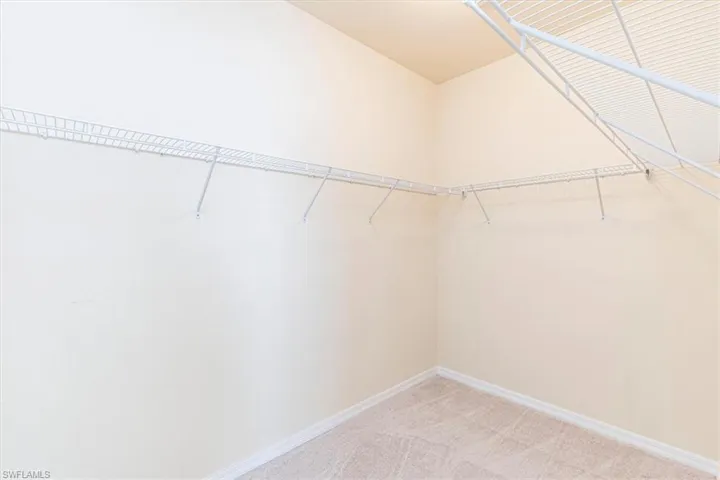 Walk in closet with light carpet