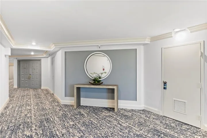Glamorous hallway to your front door and 8x8 storage room steps from your front door