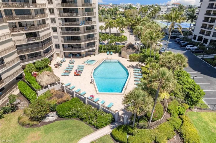Tropical, resort-style pool area