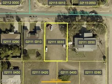 Aerial map of property and surrounding area