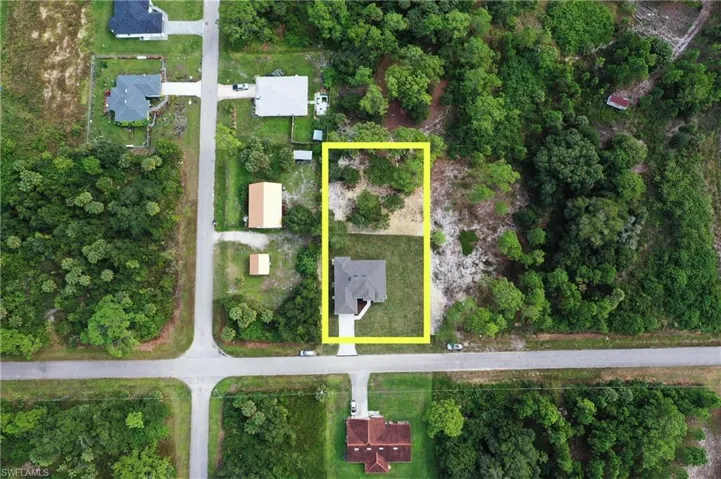 Aerial overview of property's location with property boundaries highlighted