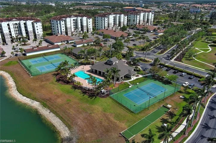 Drone / aerial view of apartment complex / building