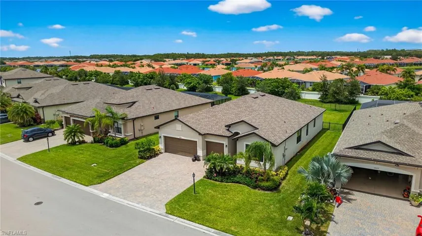 Aerial perspective of suburban area