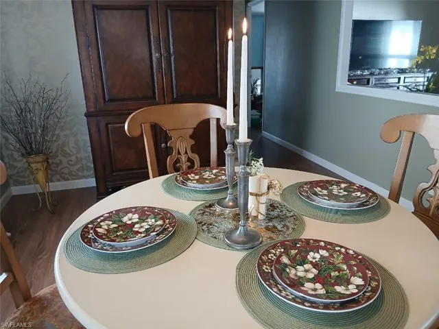 Dining area with baseboards