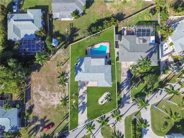 Drone / aerial view of a pool area