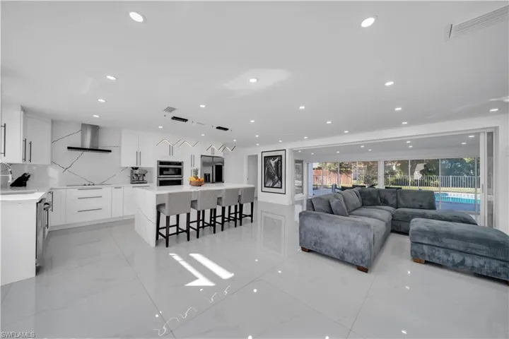 Living area with recessed lighting