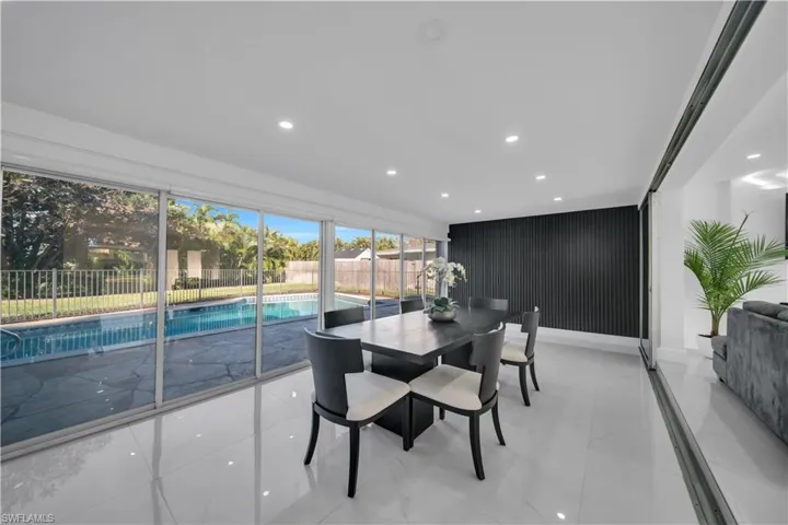 Dining room with recessed lighting