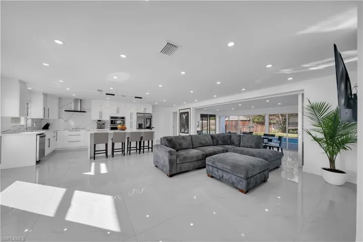 Living area featuring recessed lighting
