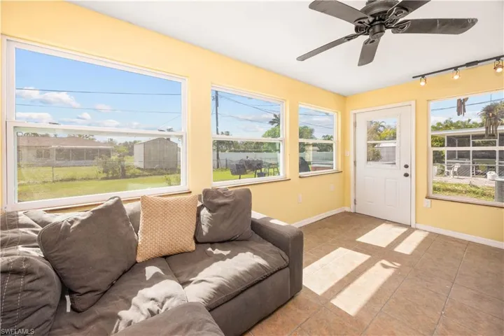 Sunny family room with loads of natural light