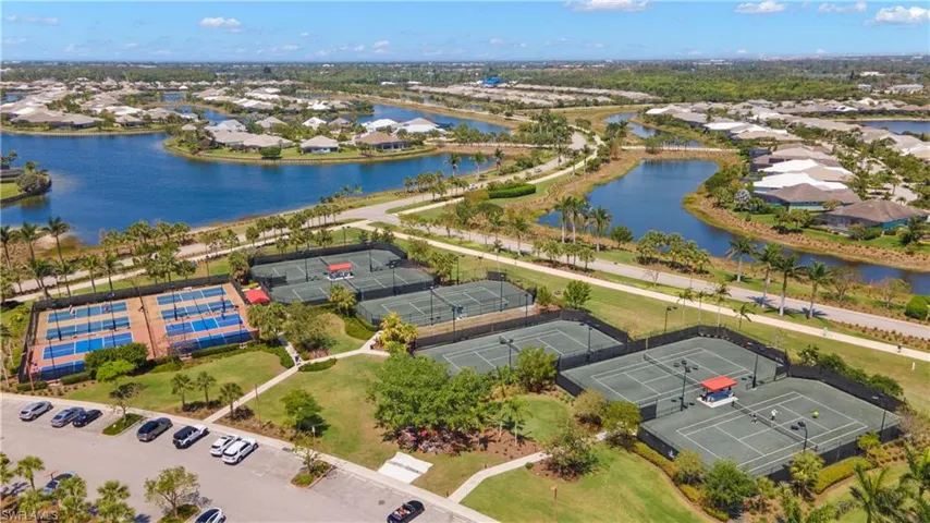 Bird's eye views of pickle ball and tennis courts