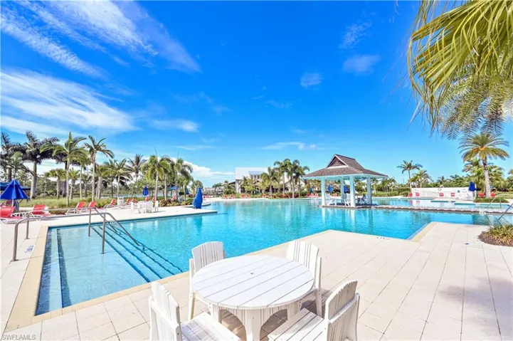 View of pool with a gazebo
