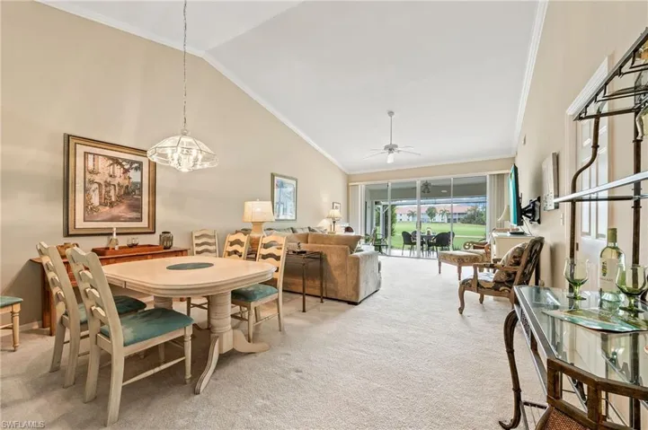 Dining and living room,  cathedral ceilings,  views