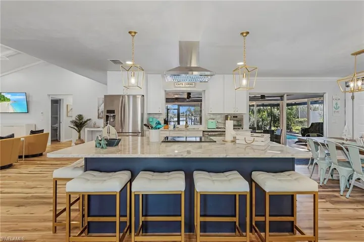 Gorgeous kitchen island perfect for entertaining.  All living areas are open and connected.