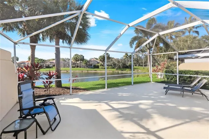 Lake view and screened lanai.