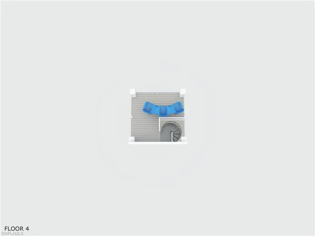 Level 4 of home- roof top deck and top of spiral staircase - virtually enhanced