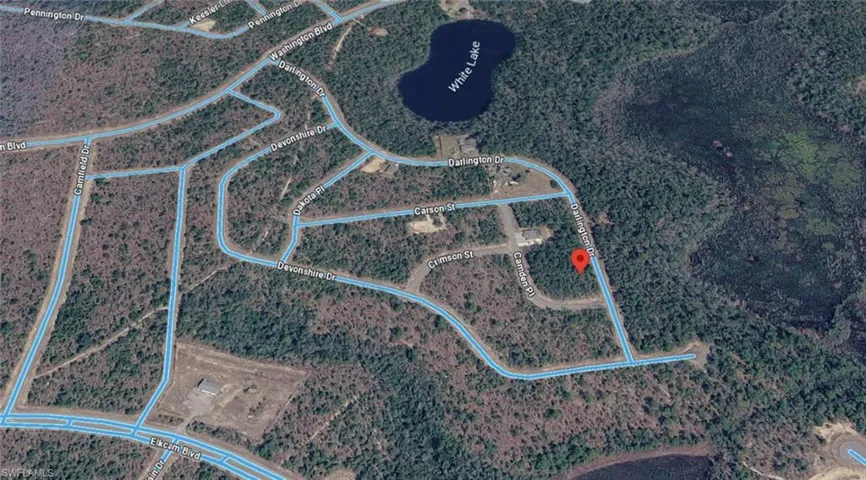 Aerial Map. Indicating the geographic coordinates and surrounding infrastructure of the property
