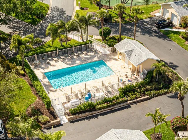 Drone / aerial view of a pool