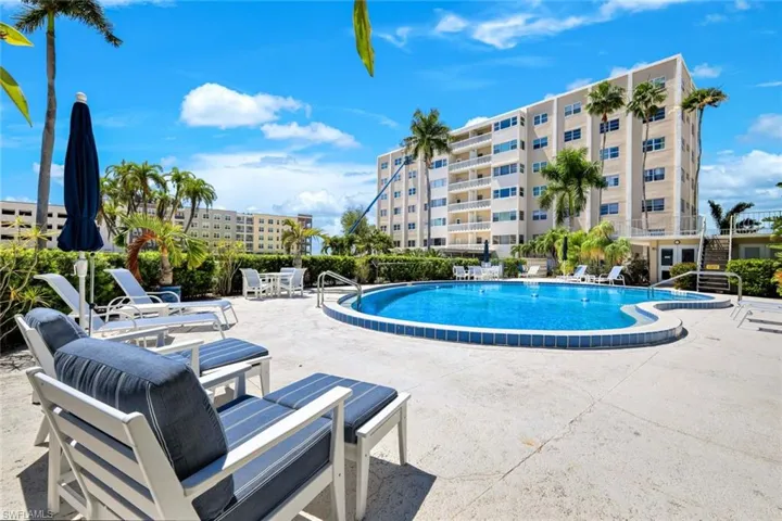 View of pool featuring a patio