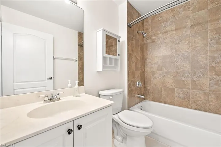 Second bath has tub and shower