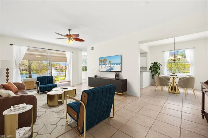 Virtually staged Great Room, Formal Dining & lanai