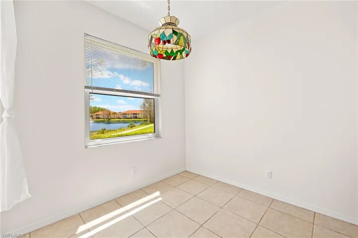 The breakfast nook overlooks the lake