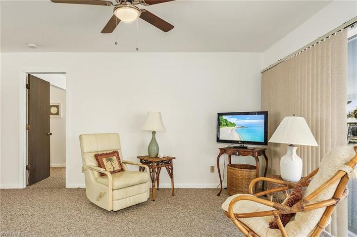 Living room has views of the canal.