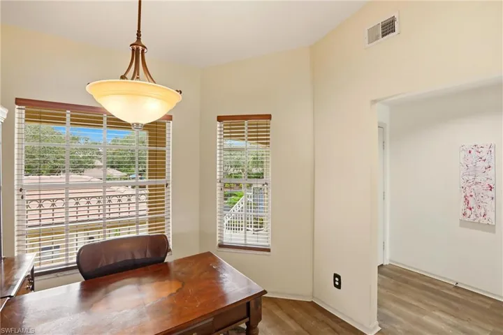 Den off entry and kitchen can be used as dining area, den or office