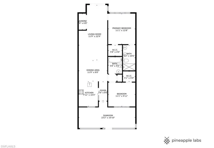 2 Bedroom/2 Bath Floor Plan
