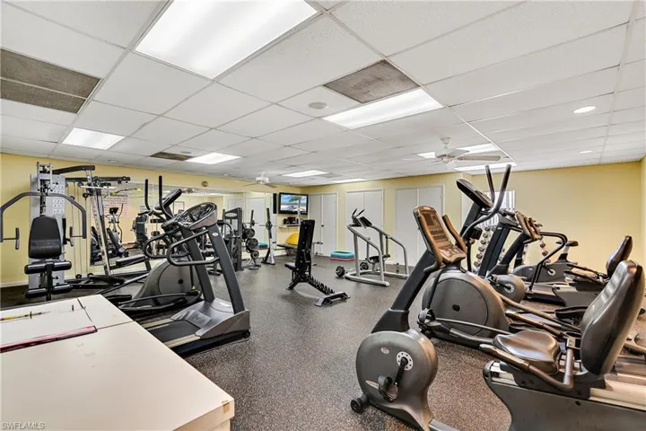 Cardio & Strength Training Equipment, Plus Stretching Area.