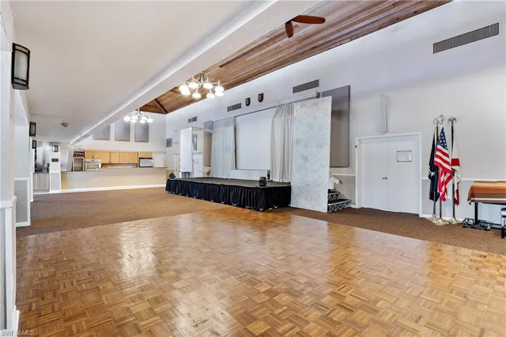 Main Dance Area, Stage, And Community Kitchen.