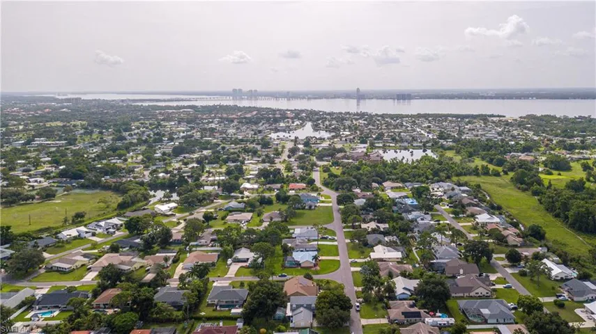2160 W Lakeview Blvd Drone / aerial view of Caloosahatchee & Ft Myers river district beyond.