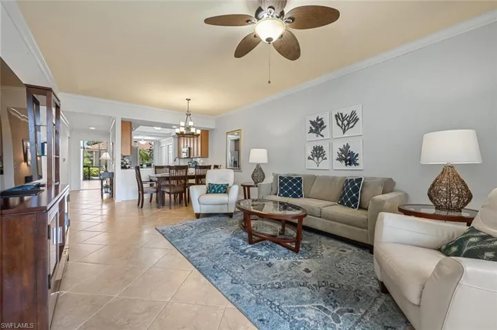 Great room open to the kitchen and dining room