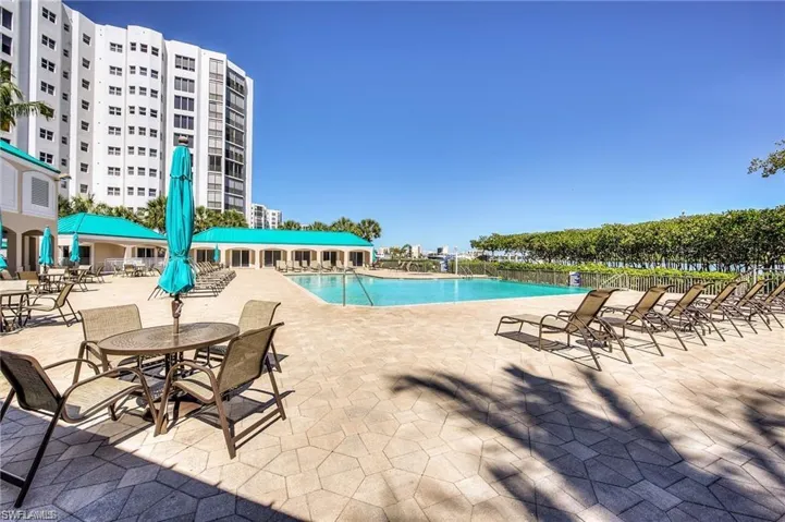 View of swimming pool with a patio