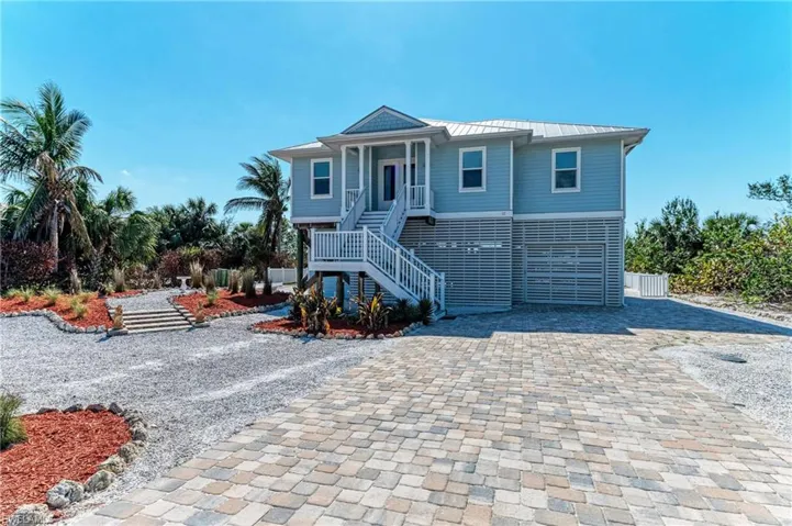 Raised beach house with covered porch