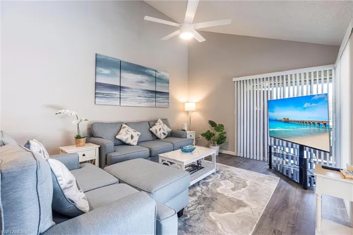 Living room featuring open pass thru to outside patio.