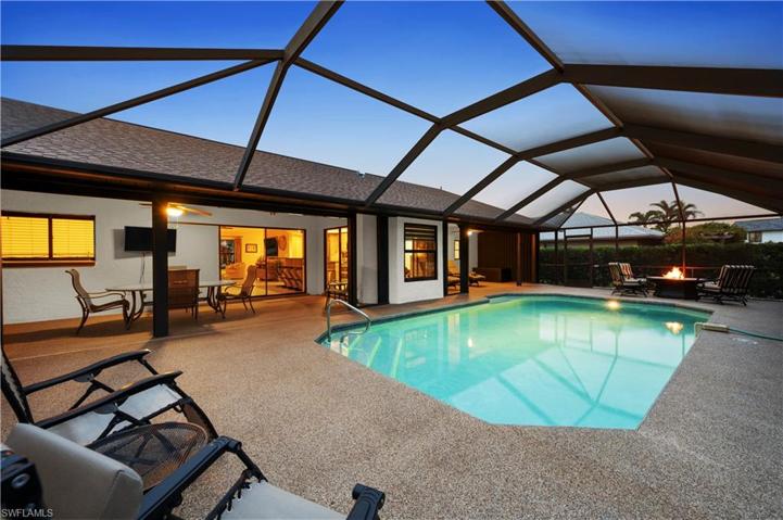 Pool Deck and Back of Home at Twilight