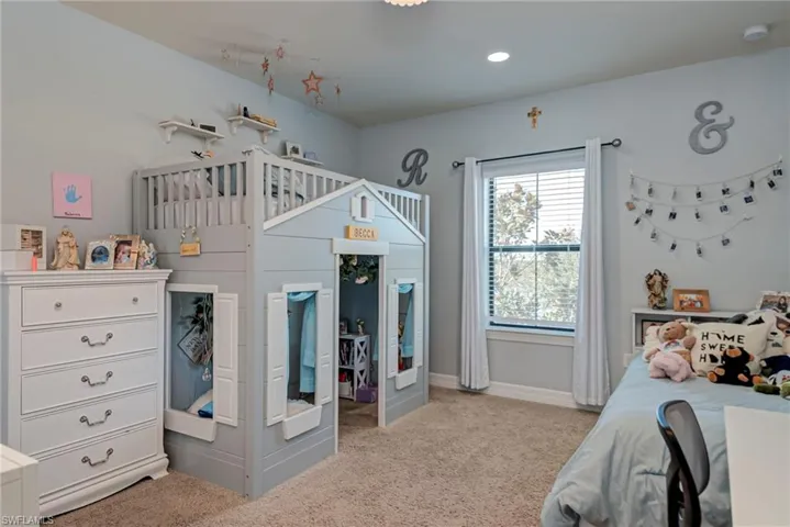 Bedroom with carpet and recessed lighting