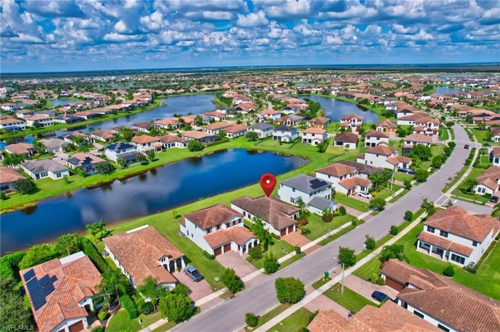 Drone aerial view with a water view