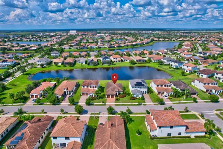 Drone aerial view with a water view