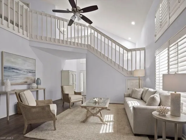 Dining and kitchen with vaulted ceilings