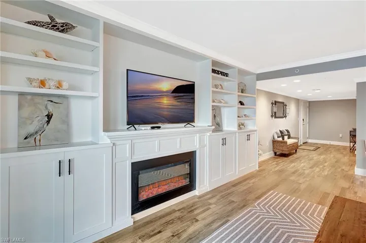 Huge built in entertainment wall with electric fireplace