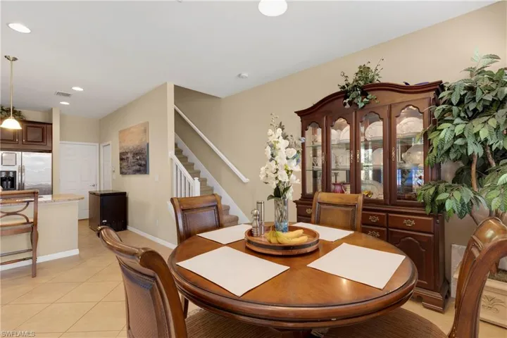View of tiled dining area