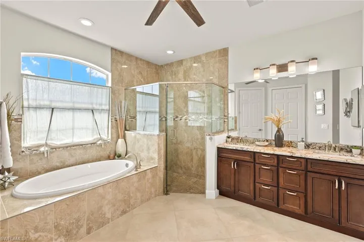 spacious master bath with huge closets